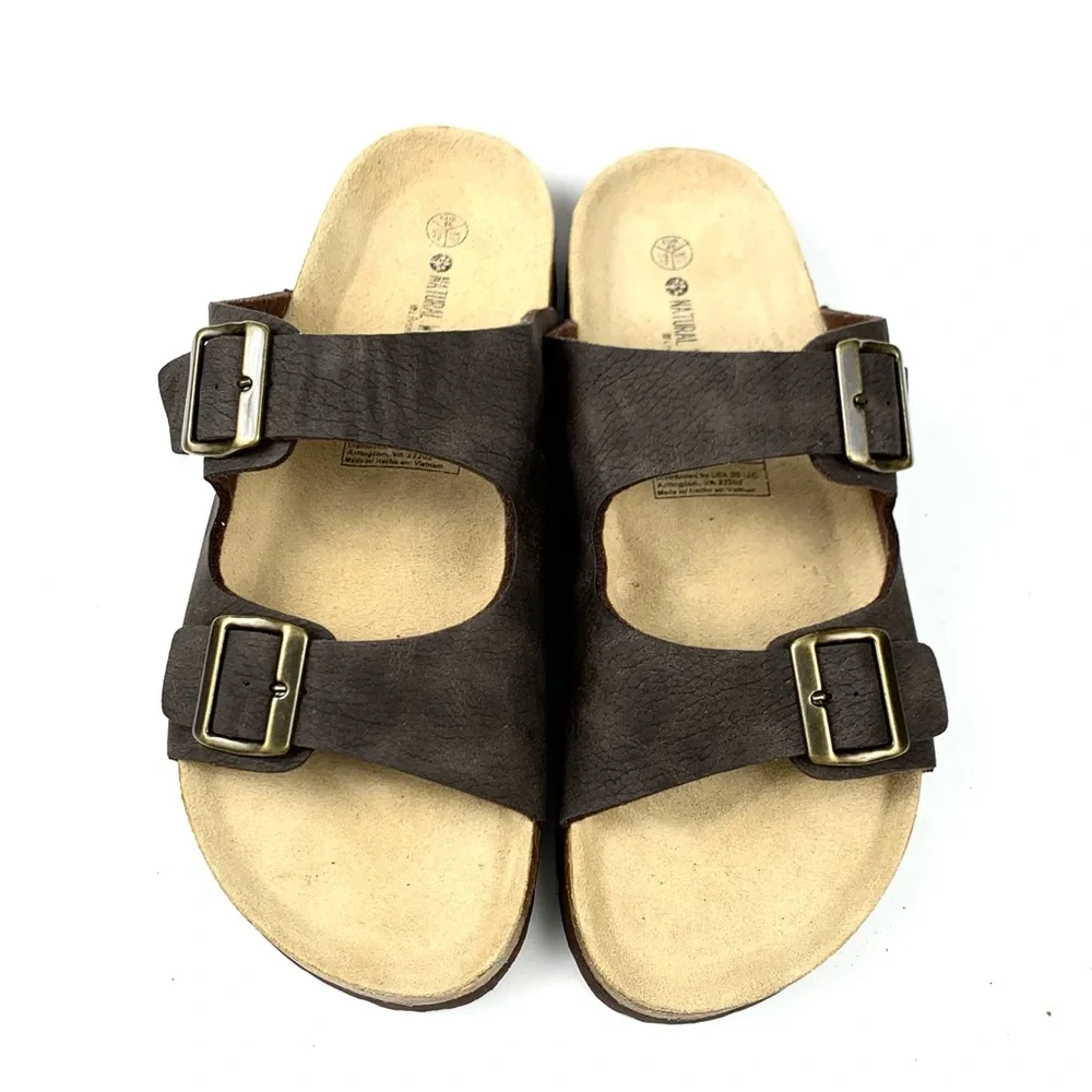 Natural Walk Dark Brown Leather Sandals Size 12 (46)